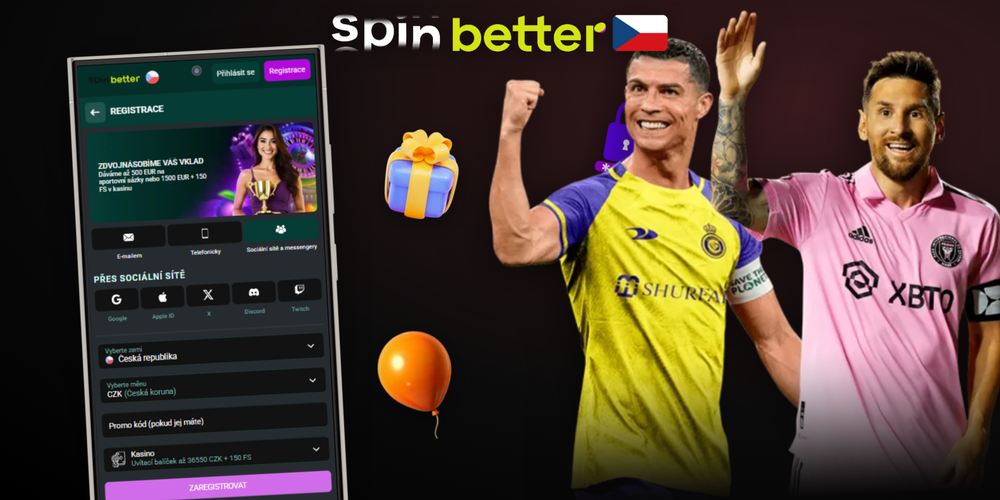 Čtyři způsoby registrace v Spinbetter CZ – e-mail, telefon, sociální sítě a jedním kliknutím