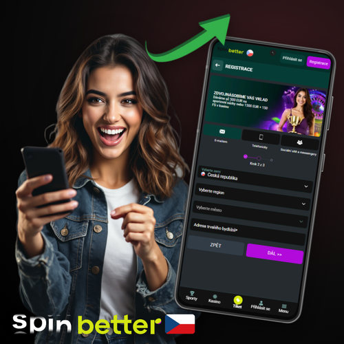 Registrační formulář SpinBetter Casino s tlačítkem pro vytvoření účtu