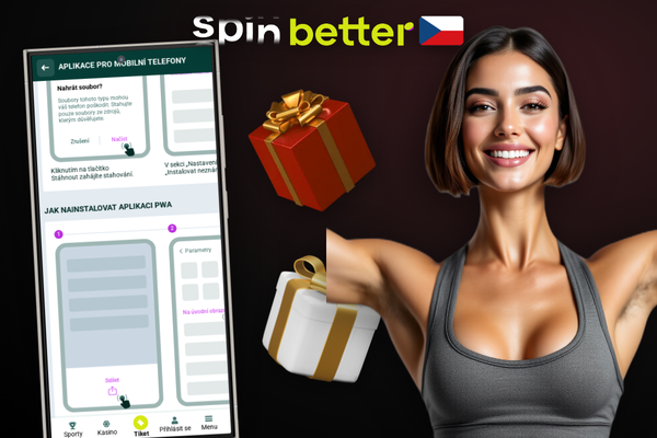 Mobilní aplikace Spinbetter s tmavým rozhraním a přehlednou navigací