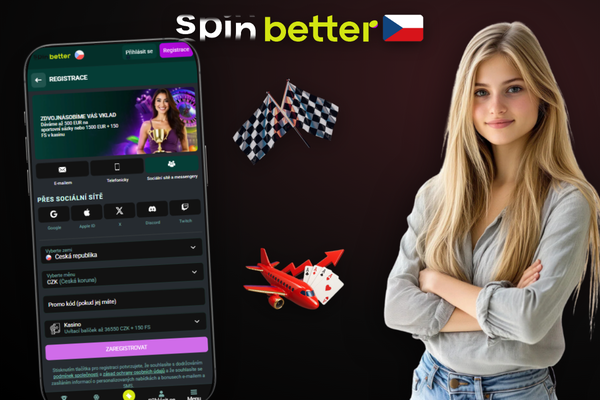 SpinBetter Casino registrace s uvítacím bonusem po prvním vkladu na mobilu