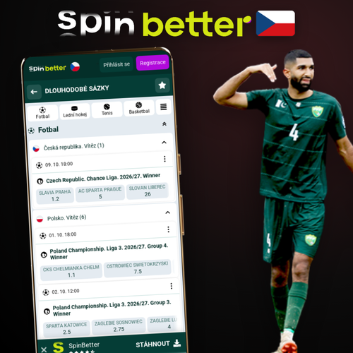 Spinbetter výběr peněz — peněženka s mincemi CZK a šipkou výhry